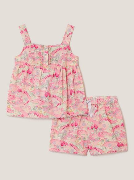 Monsoon Kids' Spring Print Short Pyjama Set, Pink, Pink