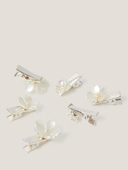 Monsoon Kids' Bridesmaid Flower Hair Clips, Pack of 6, Ivory - view 2, Ivory