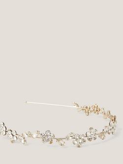 Monsoon Kids' Jewel Flower Bridesmaid Headband, Gold - view 2, Gold