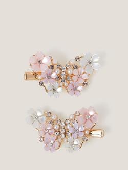 Monsoon Kids' Floral Butterfly Hair Clip, Pack of 2, Multi, Multi
