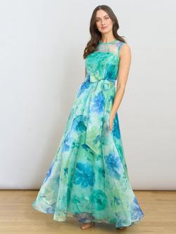 Gina Bacconi Amy Floral Organza Maxi Dress, Green/Multi, Green/Multi