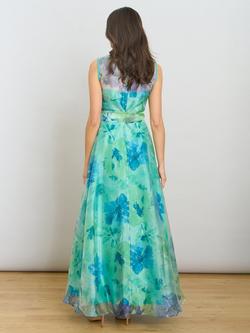 Gina Bacconi Amy Floral Organza Maxi Dress, Green/Multi - view 2, Green/Multi