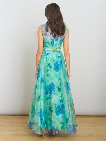 Gina Bacconi Amy Floral Organza Maxi Dress, Green/Multi - view 2, Green/Multi