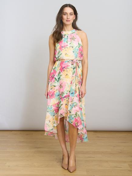 Gina Bacconi Beatrice Floral Midi Dress, Multi, Multi