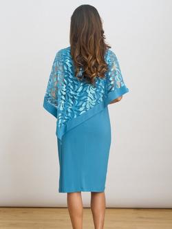 Gina Bacconi Darlene Embroidered Shift Dress, Turquoise - view 2, Turquoise