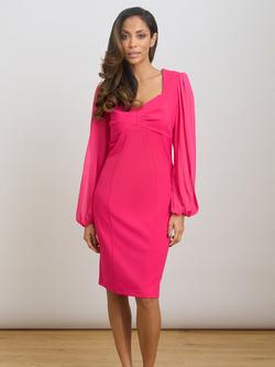 Gina Bacconi Della Crepe Shift Dress, Fuchsia, Fuchsia
