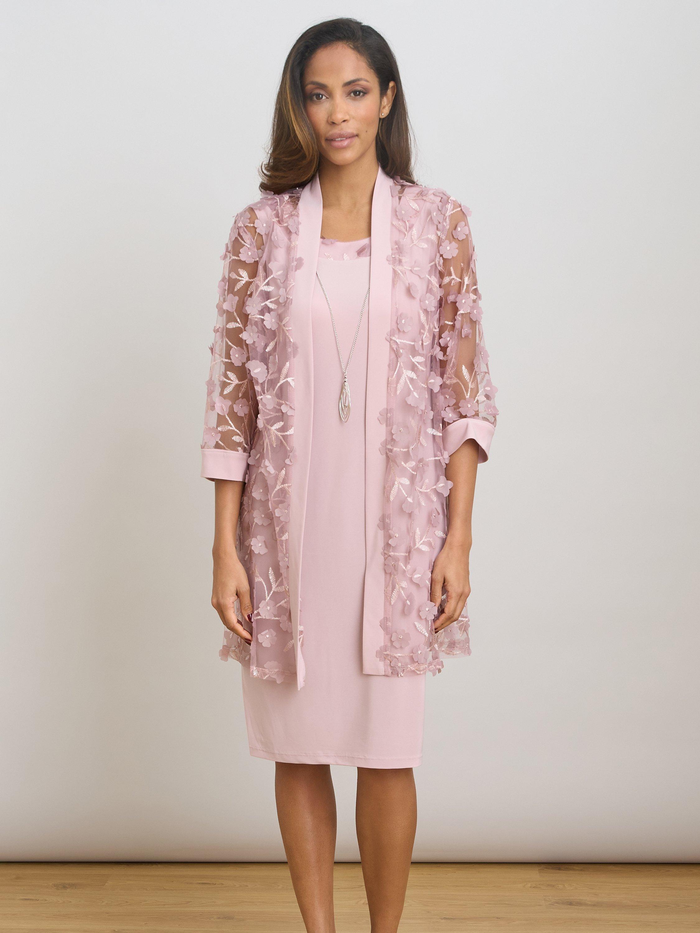 Gina Bacconi Destiny Floral Dress & Jacket Set, Blush