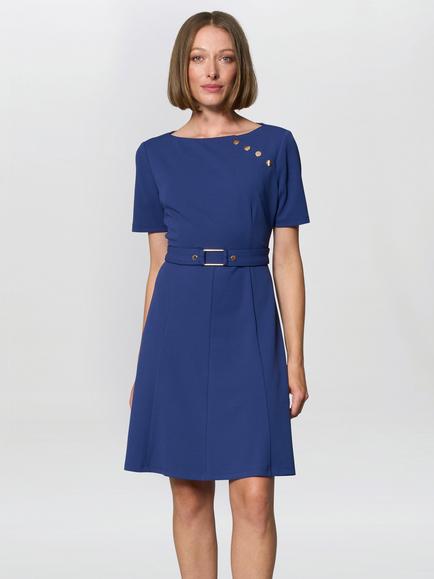 Gina Bacconi Elise Belted Shift Dress, Light Navy, Light Navy