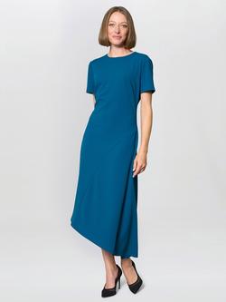 Gina Bacconi Elma Asymmetric Midi Dress, Blue, Blue