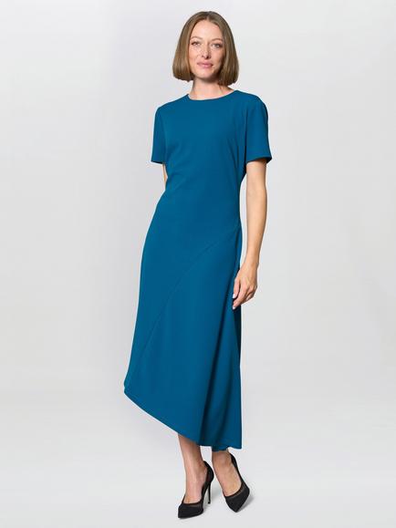 Gina Bacconi Elma Asymmetric Midi Dress, Blue, Blue
