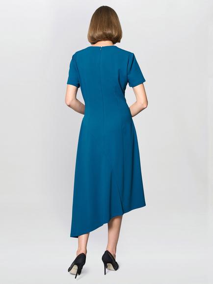 Gina Bacconi Elma Asymmetric Midi Dress, Blue - view 2, Blue