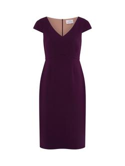 Gina Bacconi Gilda Sheath Dress, Aubergine - view 2, Aubergine