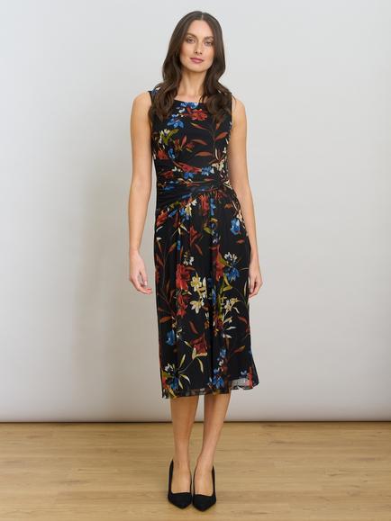Gina Bacconi Gina Floral Sleeveless Dress, Black/Multi, Black/Multi