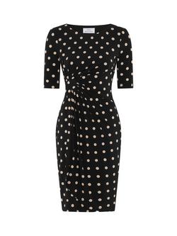 Gina Bacconi Harper Polka Dot Jersey Dress, Black/Beige - view 2, Black/Beige