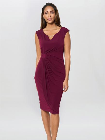 Gina Bacconi Helen Wrap Dress, Burgundy