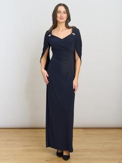 Gina Bacconi Jenna Draped Cape Back Dress, Navy