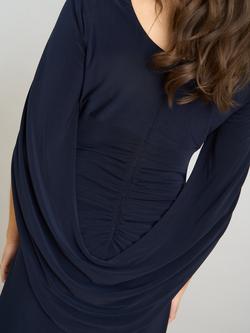 Gina Bacconi Jenna Draped Cape Back Dress - view 2, Navy
