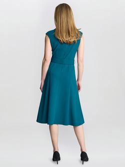 Gina Bacconi Mary Belted Midi Dress, Petrol - view 2, Petrol