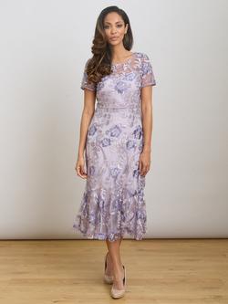 Gina Bacconi Mildred Lace Midi Dress, Lavendar, Lavendar
