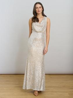 Gina Bacconi Terri Mermaid Maxi Dress, Silver, Silver