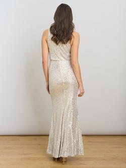 Gina Bacconi Terri Mermaid Maxi Dress, Silver - view 2, Silver