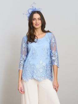 Gina Bacconi Kirsten Embroidered Floral Top, Hydrangea, Hydrangea
