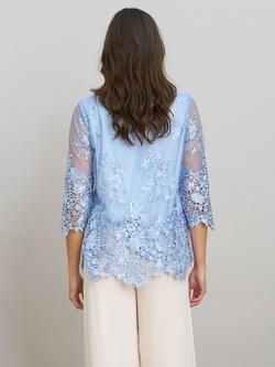 Gina Bacconi Kirsten Embroidered Floral Top, Hydrangea - view 2, Hydrangea