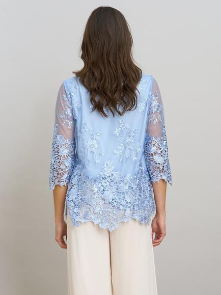 Gina Bacconi Kirsten Embroidered Floral Top, Hydrangea - view 2, Hydrangea