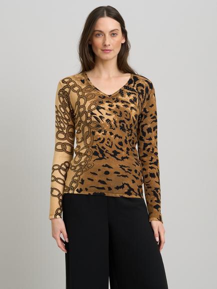 Gina Bacconi Korra Leopard Print Jumper, Multi, Multi