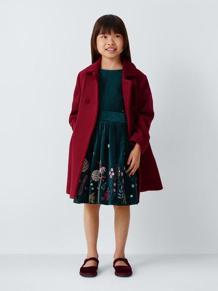 John Lewis Heirloom Collection Kids' Floral Embroidered Dress, Deep Teal - view 2, Deep Teal