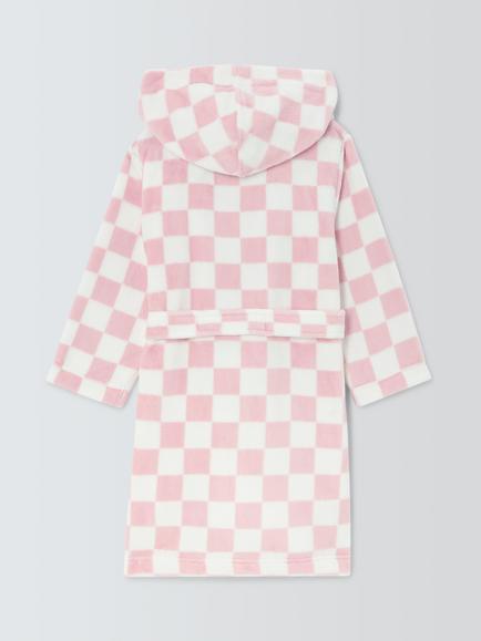 John Lewis Kids' Checkerboard Dressing Gown, Pink - view 2, Pink