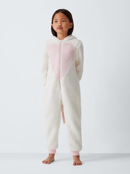 John Lewis Kids' Unicorn Onesie, White, White