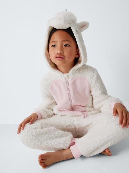 John Lewis Kids' Unicorn Onesie, White, White