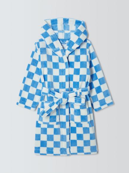 John Lewis Kids' Checkerboard Dressing Gown, Green - view 2, Green