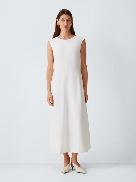 John Lewis J. Lewis Pure Silk Sleeveless Midi Dress, Ecru, Ecru