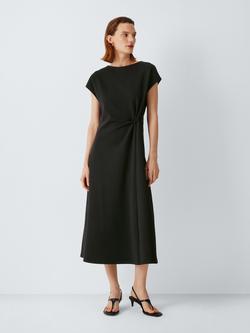 John Lewis Twist Jersey Cap Sleeve Midi Dress, Black, Black