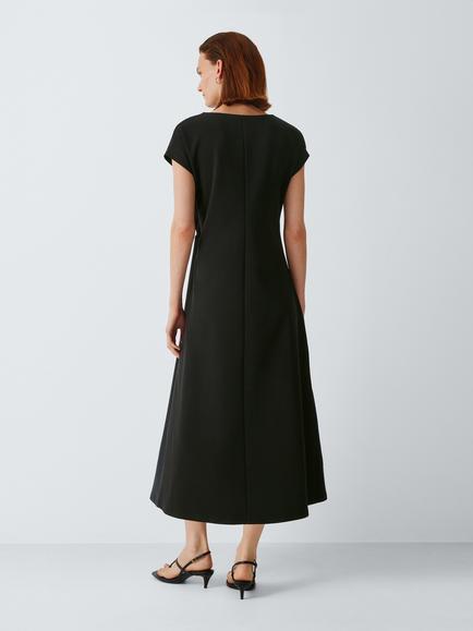 John Lewis Twist Jersey Cap Sleeve Midi Dress, Black - view 2, Black