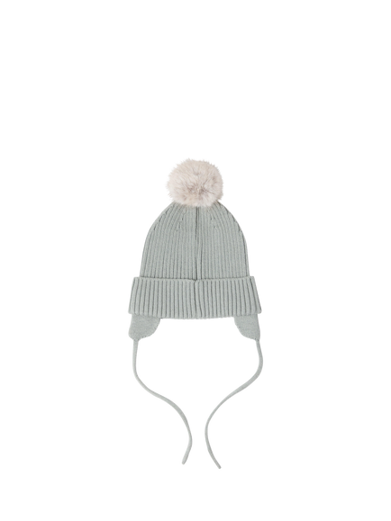 Lindex Kids' Pom Pom Beanie Hat, Light Dusty Green