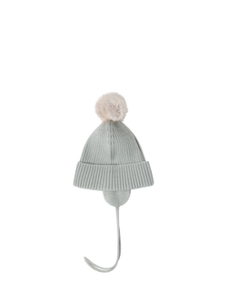 Lindex Kids' Pom Pom Beanie Hat - view 2, Light Dusty Green