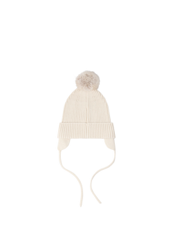 Lindex Kids' Pom Pom Beanie Hat, Light Beige