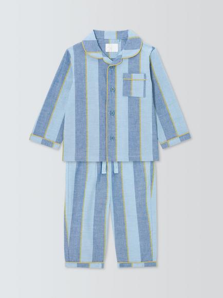 John Lewis Baby Striped Pyjamas, Blue, Blue