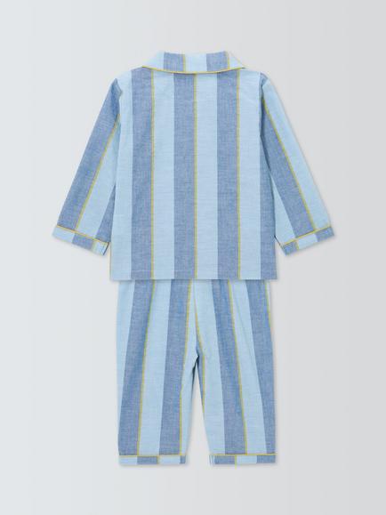 John Lewis Baby Striped Pyjamas, Blue - view 2, Blue