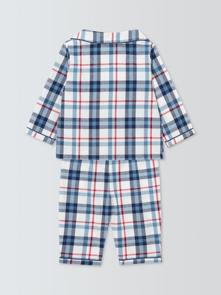 John Lewis Baby London Check Pyjamas, White - view 2, White
