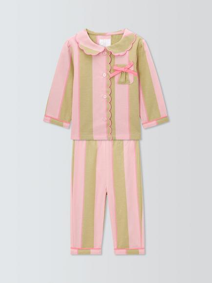 John Lewis Baby Broad Stripe Pyjamas, Pink, Pink