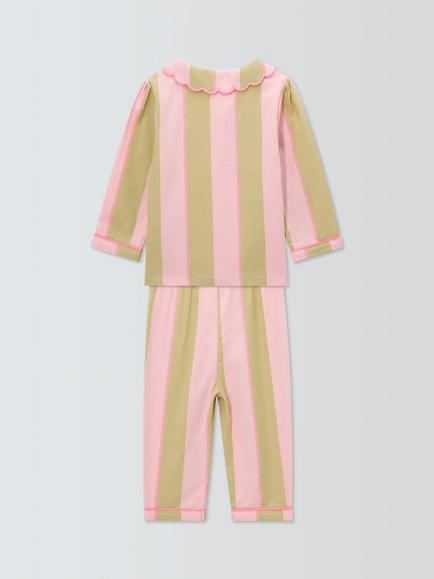 John Lewis Baby Broad Stripe Pyjamas, Pink - view 2, Pink