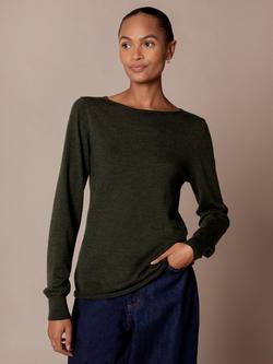 Celtic & Co. Boat Neck Pure Wool Jumper, Olive, Olive