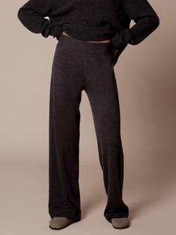 Celtic & Co. Pure Wool Wide Leg Knit Trousers, Charcoal, Charcoal