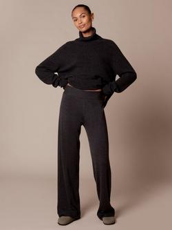 Celtic & Co. Pure Wool Wide Leg Knit Trousers, Charcoal - view 2, Charcoal