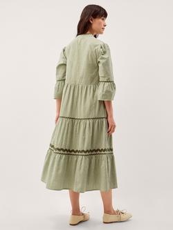 Monsoon Gaia Gingham Tiered Midi Dress, Green - view 2, Green