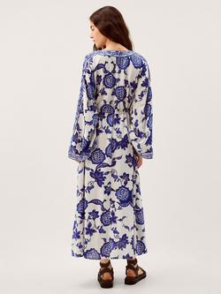 Monsoon Gloria Floral Midi Dress containing LENZING™ ECOVERO™ Viscose, Blue - view 2, Blue